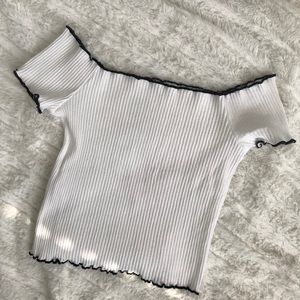 Zara - Off the Shoulder ribbed Crop Top